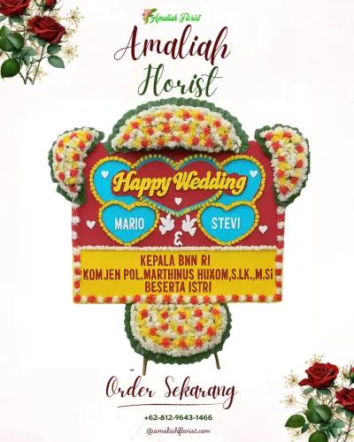 Karangan Papan Bunga Pernikahan di Tamalabba